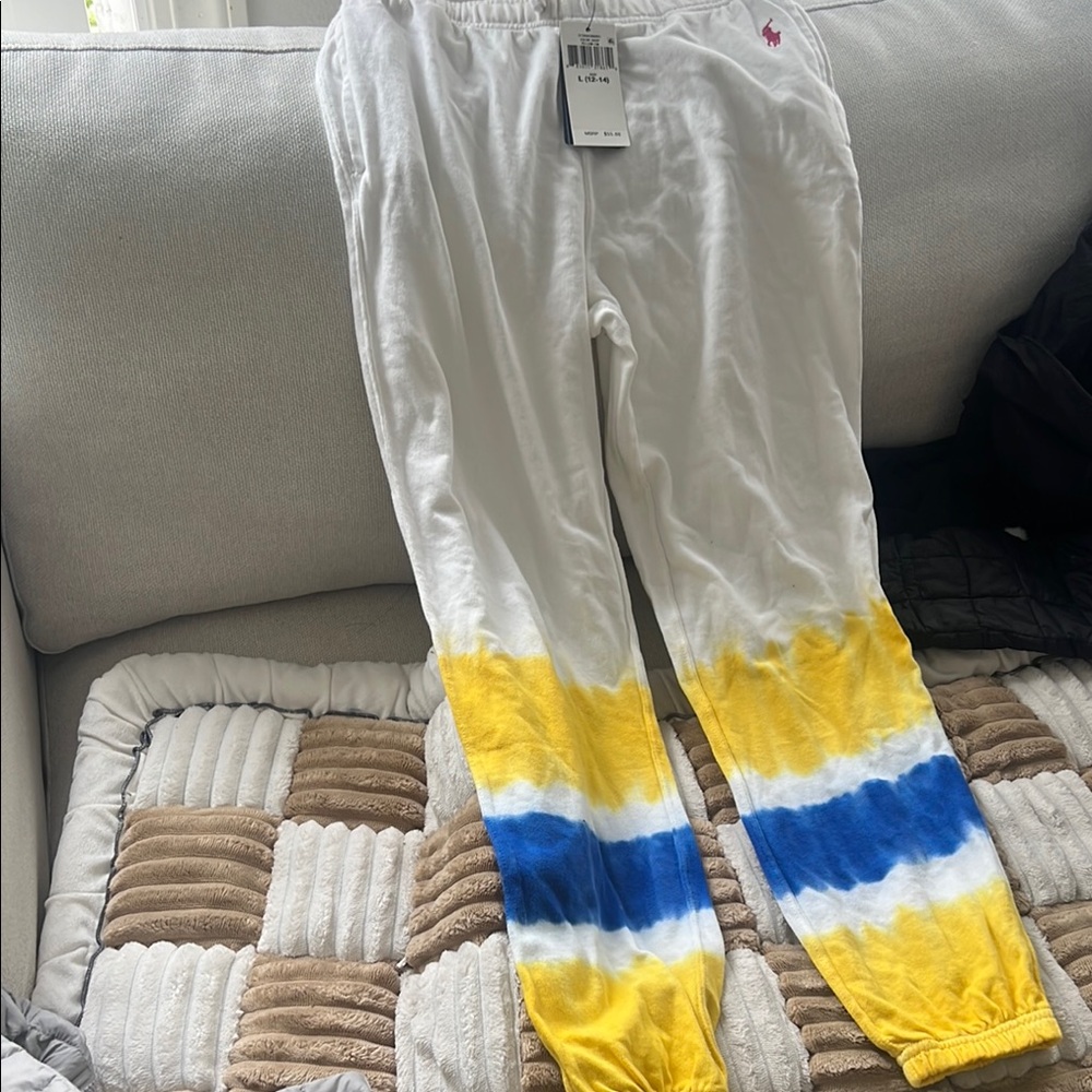 Kids White and Yellow Tie-Dye Bottoms